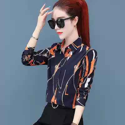 Flower shirt women long sleeve 2021 Spring and Autumn New Korean version of chiffon shirt plus velvet thick warm base coat winter