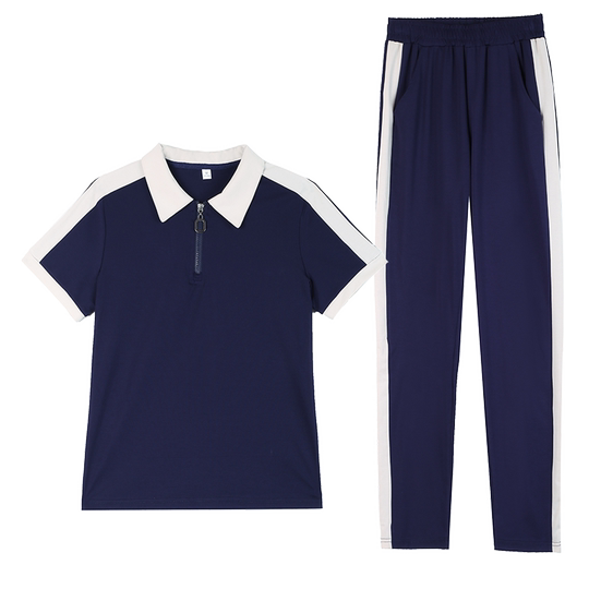 Ice silk short-sleeved POLO shirt sports suit for women running