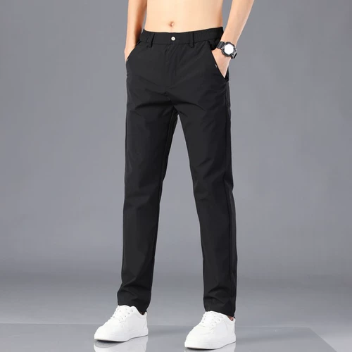 Летние шелковые тонкие трендовые штаны, быстросохнущий костюм, оверсайз, свободный прямой крой