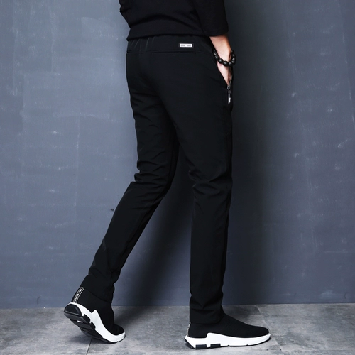 Зимние утепленные штаны, мужские спортивные демисезонные трендовые джинсы с начесом, свободный прямой крой, коллекция 2023