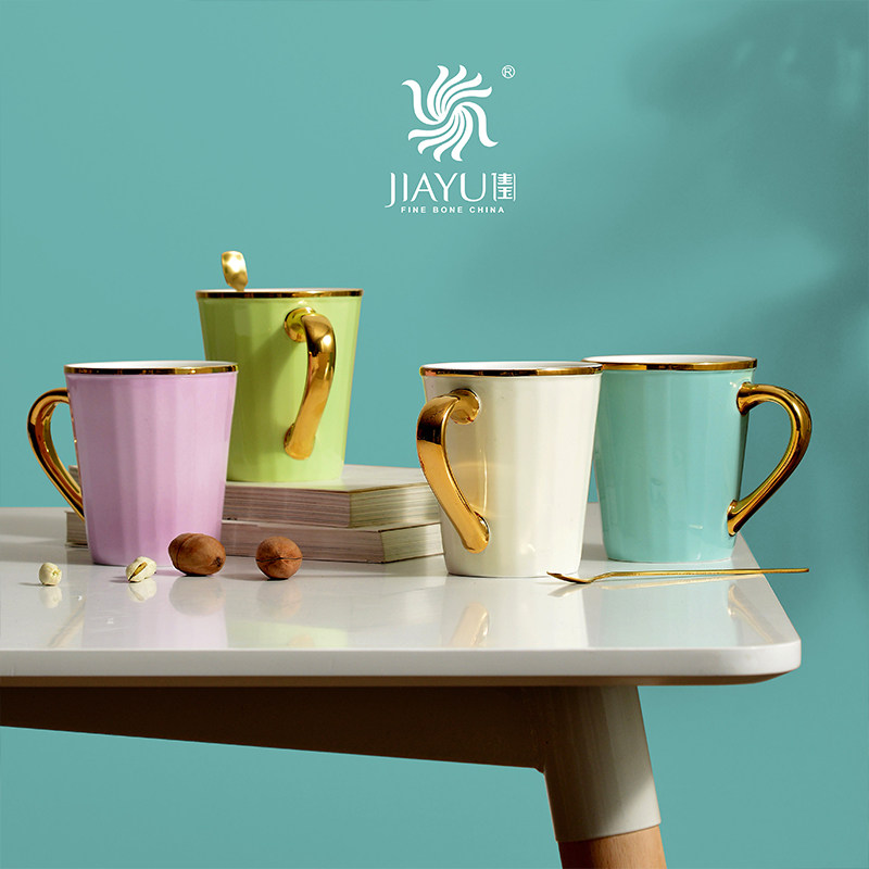 Tang Shan Jiayu Ceramic Cup Large Capacity Macaron Multicolored Water Cup Phnom Penh Business Tea Cup Custom Logo Printed