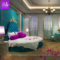 Shanghai manufacturer set to make leather art bed Guesthouse Shake Bed Themed Hotel Eu Style Large Round Bed Double Electric Spice Bed