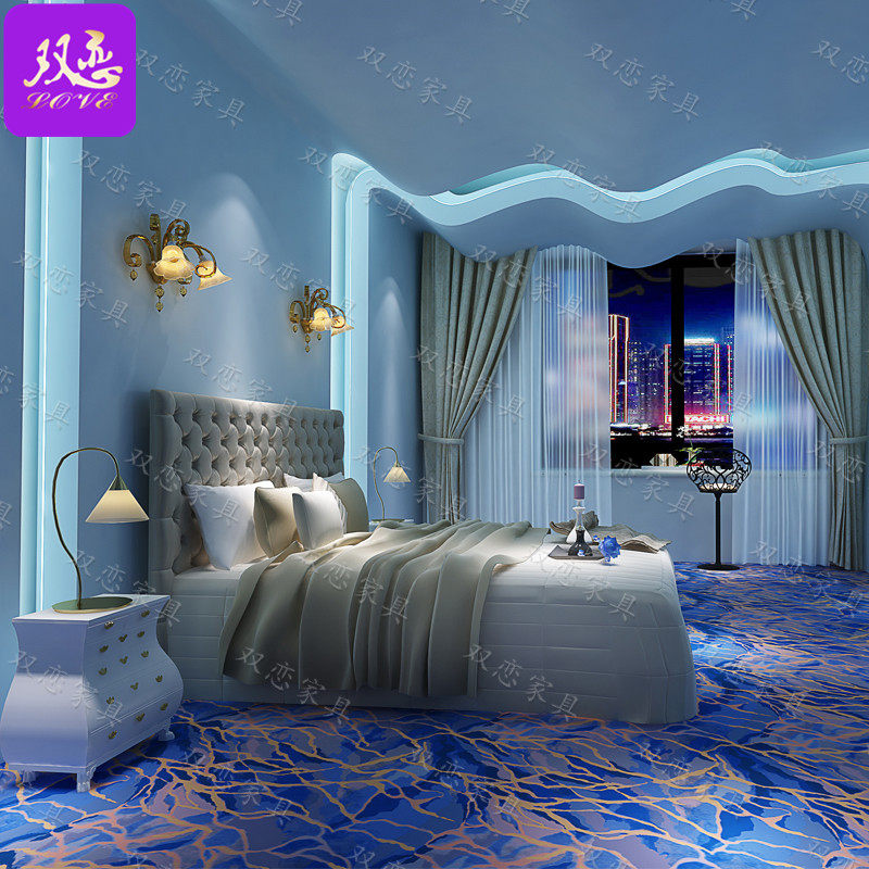 Manufacturers custom-made theme hotel leather art double love bed hotel multifunctional intelligent electric vibration bed water mattress