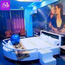 Blue Ocean style theme boat-shaped water bed lovers apartment electric bed bed features net red B & B water bed customized