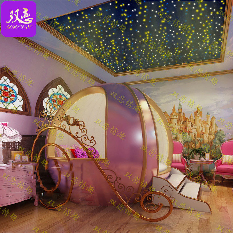 New theme hotel electric bed Fun bed Cinderella's pumpkin carriage bed Fairy Tale Romantic theme room water bed