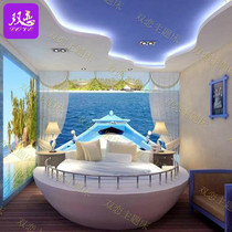Themed Hotel Creative Boat Type Spice bed Guest accommodation Double lovers smart electric light lavish shaking bed Water beds