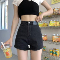 Hedo black denim shorts women 2021 New High waist thin summer a-shaped loose net red hot pants tide ins