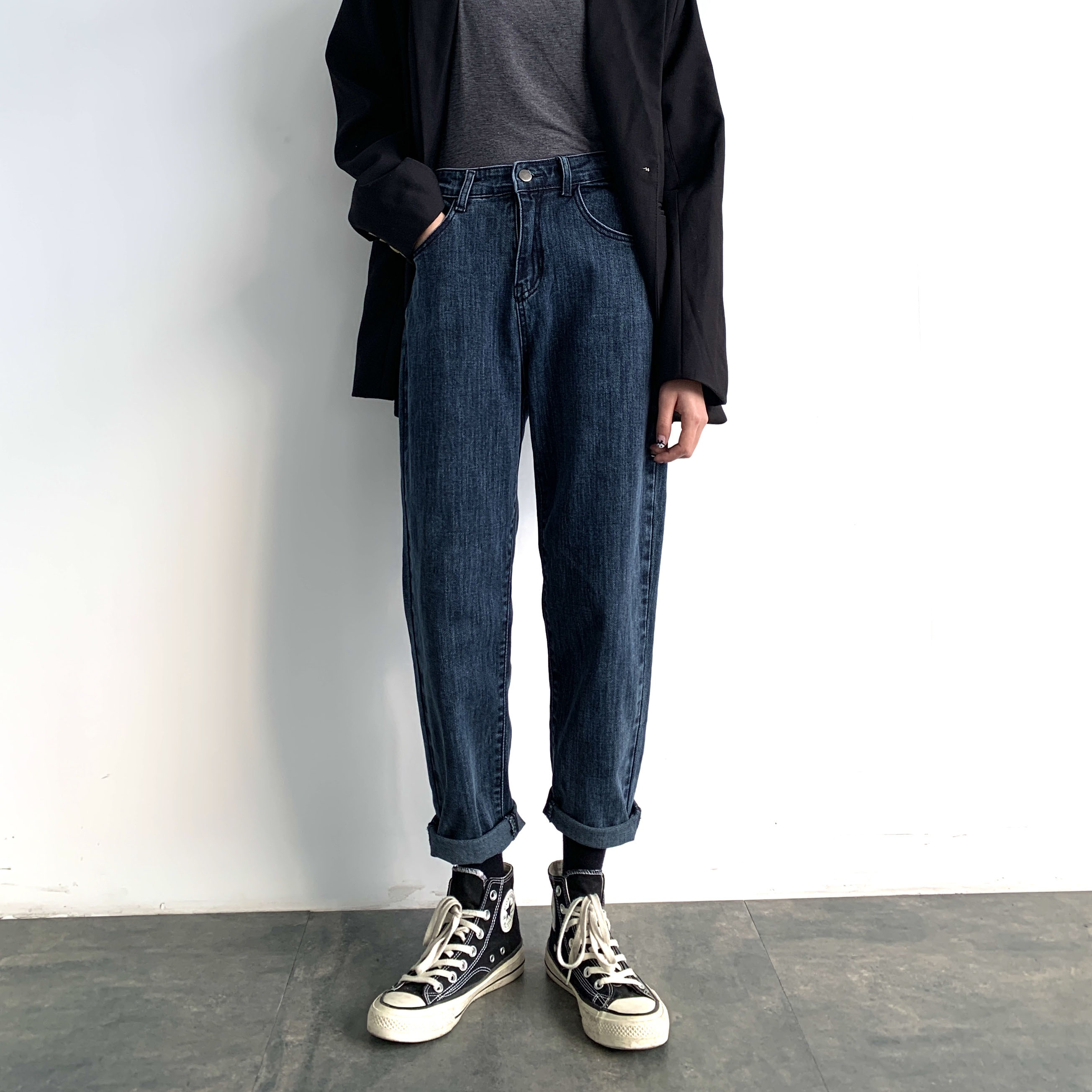 High Waist Jeans Women Harun Pants Loose slim 2022 Fall new big size Fat MM Old Dad Roof Pants Pants