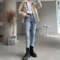 High waist stretch tight nine-point jeans women slim slim and high 2020 autumn wild little feet pencil pants