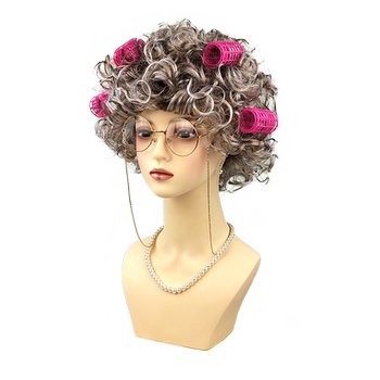 Wig ແມ່​ຍິງ​ອາ​ຍຸ​, hairstyle ແມ່​ອາ​ຍຸ​, headgear ແມ່​ອາ​ຍຸ​, ວັນ​ເດັກ​ນ້ອຍ dress up wig , props ປະ​ຕິ​ບັດ​, ຜູ້​ໃຫຍ່​ມີ