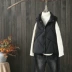 Mùa thu và mùa đông ngắn màu rắn cotton vest đứng cổ áo ấm không tay cotton quần áo vest vai hoang dã vest nữ giản dị - Áo vest Áo vest
