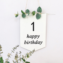 ins Wind Net red flag forest baby 100 days old age Ji Tong custom birthday pull flag painting photo background wall