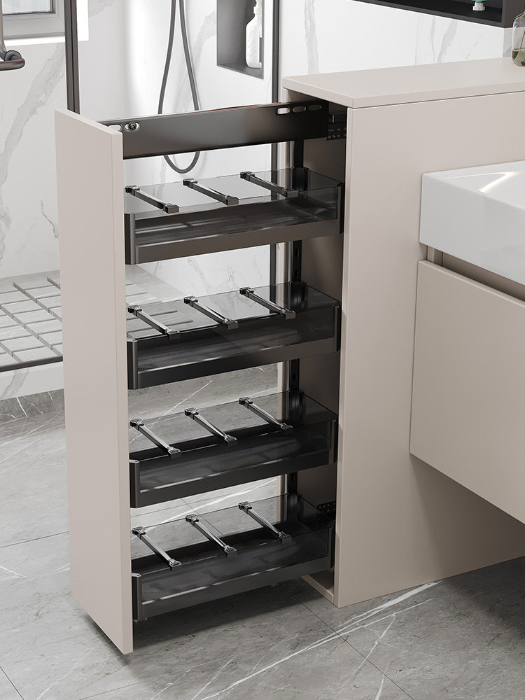 Murini Bathroom Half-Wall Pull Basket Kitchen Cabinet Drawer-Type Extremely Narrow Cabinet Side Pull Basket Pull-Out Bathroom Cabinet Side Cabinet