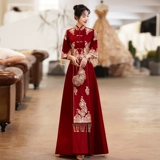Вечернее платье, ципао, свадебное платье, демисезонный традиционный свадебный наряд Сюхэ, китайский стиль, изысканный стиль