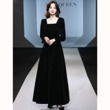 Вечернее платье, юбка, элитный бархатный черный цветной лонгслив, городской стиль, изысканный стиль