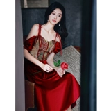 Вечернее платье, красное свадебное платье, юбка, французский стиль, эффект подтяжки