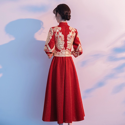 Вечернее платье, ципао, свадебное платье, традиционный свадебный наряд Сюхэ, китайский стиль, подходит для подростков