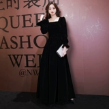 Вечернее платье, юбка, элитный бархатный черный цветной лонгслив, городской стиль, изысканный стиль