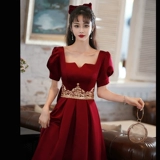 Бордовое вечернее платье, короткая юбка для принцессы, коллекция 2023, подходит для подростков