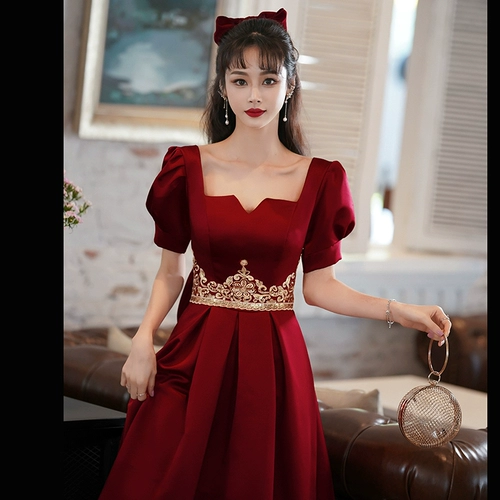 Бордовое вечернее платье, короткая юбка для принцессы, коллекция 2023, подходит для подростков