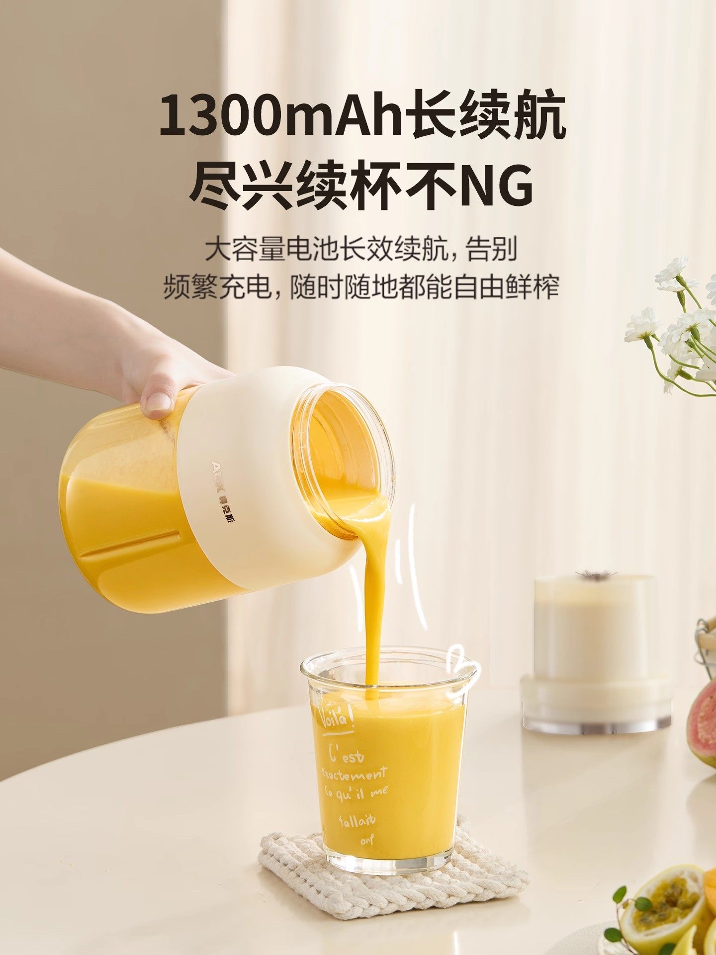 Oaks Juicer Is a Small, Portable Juicer Cup for Home Use, Suitable for Dormitories, Electric Mini Ice-Crushing Fruit and Vegetable Juicer
