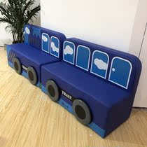 Childrens sofa Kindergarten early education baby cartoon single soft backrest stool Lazy soft bag seat set combination