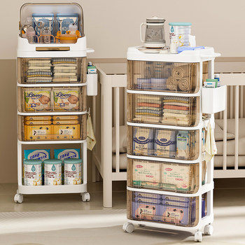 Baby supplies storage rack snack cabinet trolley living room mobile bedside baby multi-layer drawer storage and feeding table