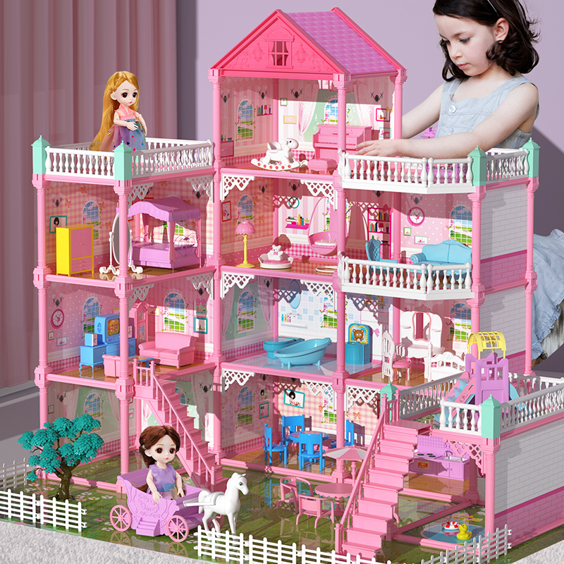Little magic fairy Barbie dream mansion set girl birthday gift children's toy castle villa princess house