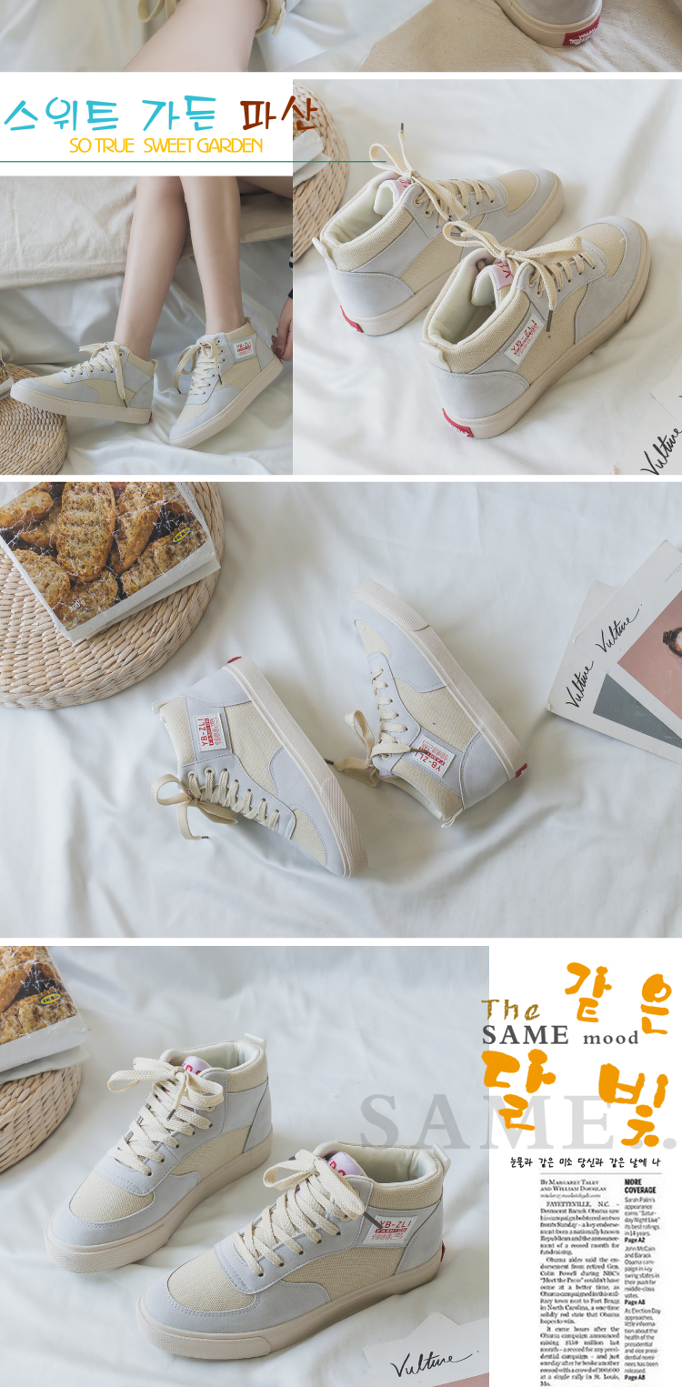 Giày nữ cao 2018 mới giày vải nữ sinh viên Hàn Quốc phiên bản cổng retro retro gió chic giày trắng nữ giay bitis nữ
