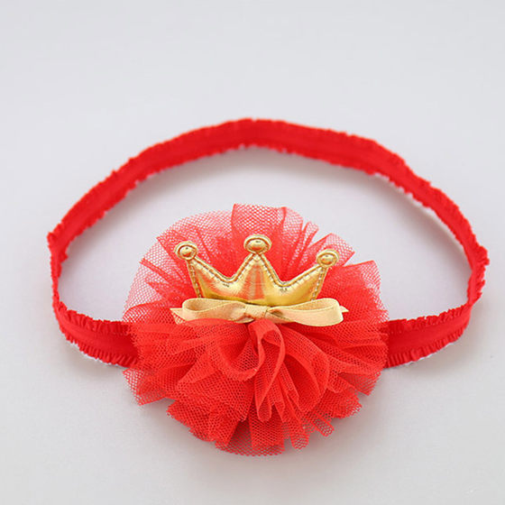 Baby girl headdress hundred days baby hair band Korean version of the red hooded flower 0 children 1 year old 2 hair accessories princess crown