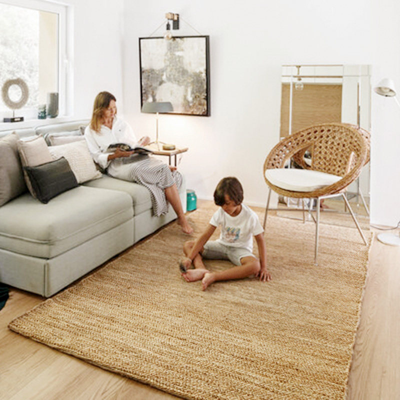 Indian Jute Hand Woven Rugs Living Room Tea Room Nordic Linen Mats Knotted Twine Straw Rattan Mats