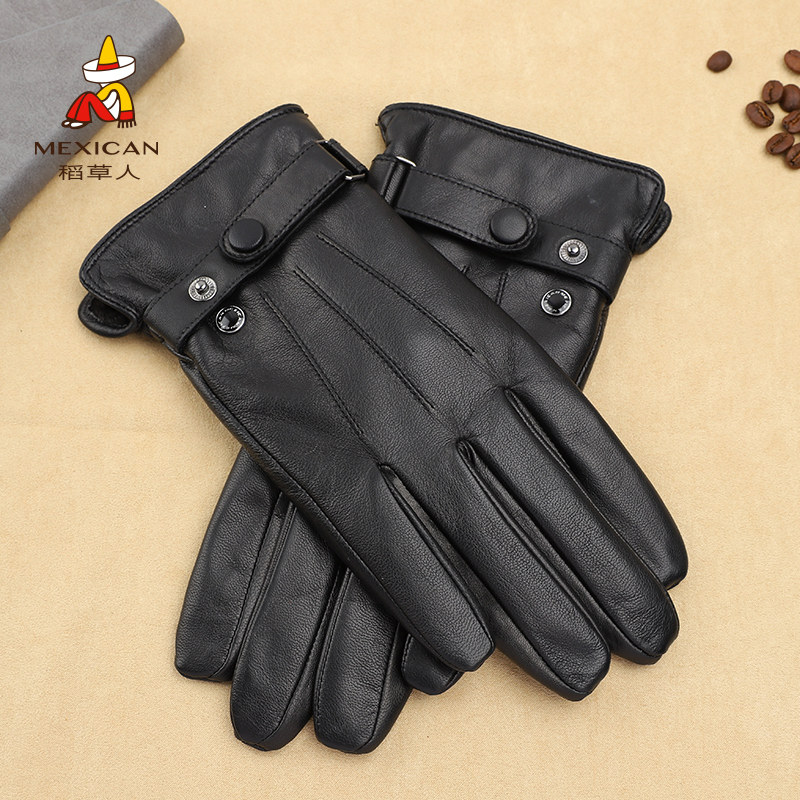 Scarecrow Men's Gloves Winter Warm and Cold-proof Riding Plus Velvet Touch Screen Goatskin Motorcycle Windproof and Waterproof