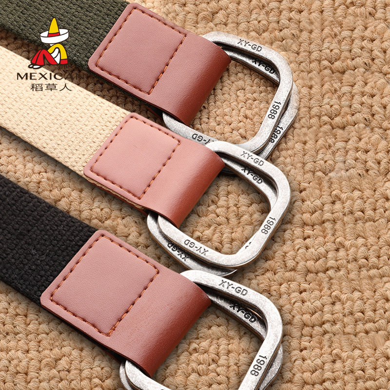 Rice Straw Man Men's Belt Tide People Brief Korean version individuality Smooth Buckle Youth Learn Hundreds of Outdoor Canvas Belts