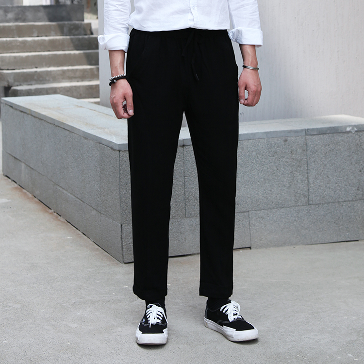 Title 14, Erkek Retro Dik Yakalı Keten Gömlek. Rahat ve ş...