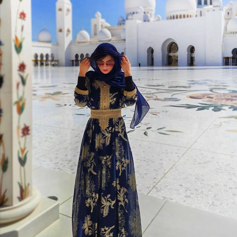 Dubai Women's Robe Egyptian Desert Xinjiang Travel Outfit Dress Malaysia Long Dress Gulf Style Robe