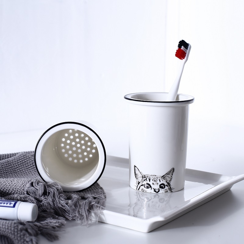 Roll Cat Suction Cat Electric Toothbrush Rack Cartoon Cute Toothbrush Rack Toothpaste Rack Drain Cup Nordic Minimalist Toiletries