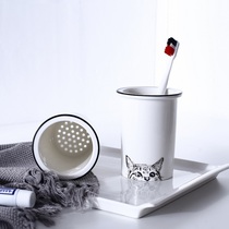 Roll Cat Suction Cat Electric Toothbrush Rack Cartoon Cute Toothbrush Rack Toothpaste Rack Drain Cup Nordic Minimalist Toiletries