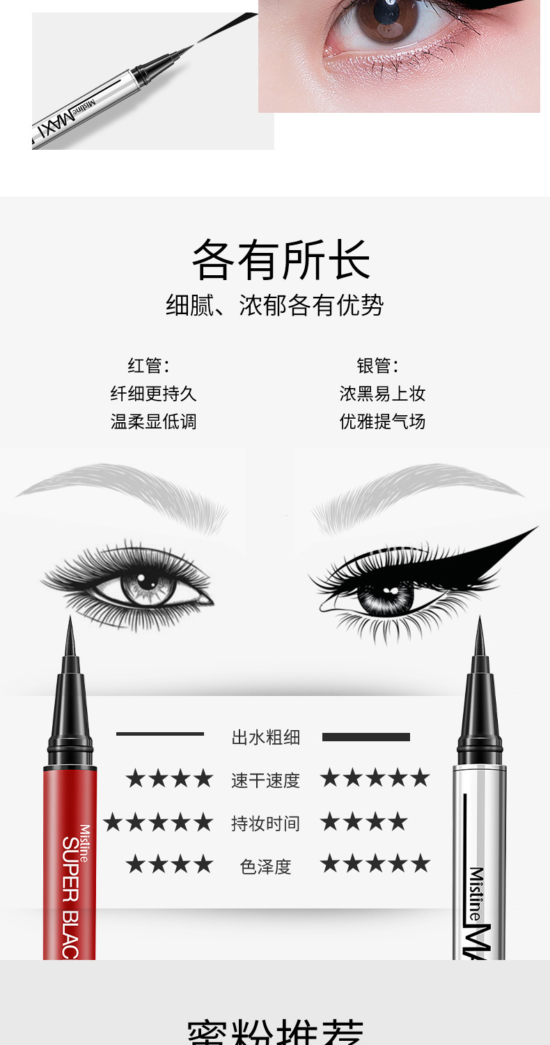 Thái Lan Mistine màu đỏ ống kẻ mắt nữ không thấm nước và mồ hôi không đánh dấu kéo dài không nở lần đầu tiên đích thực gel kẻ mắt tonymoly