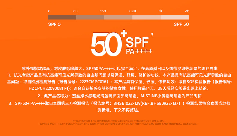 Mistine小黄帽防晒霜乳SPF50泰版面部防紫外线隔离男女官方蜜丝婷
