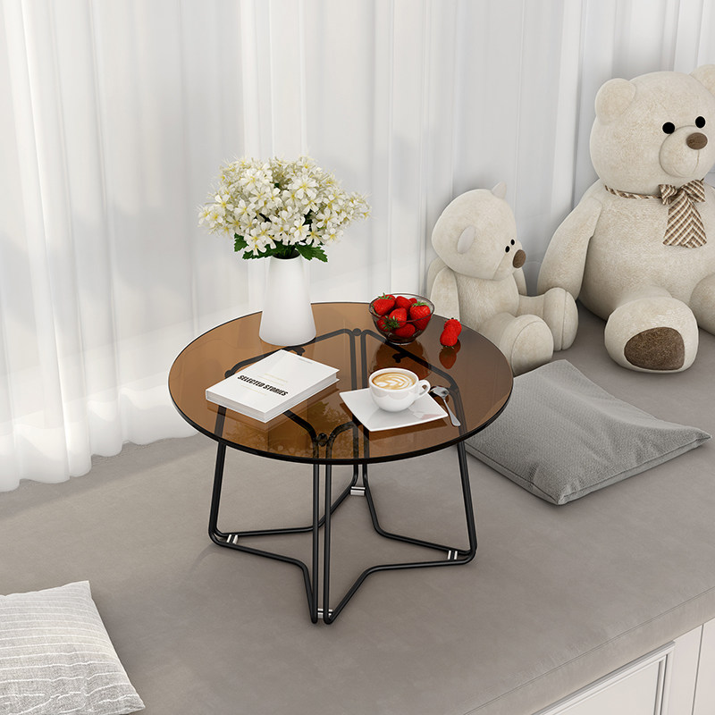 Tempered glass bay window small coffee table round Nordic windowsill small table tatami low table simple modern small desk