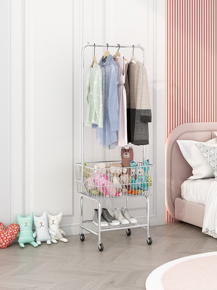 Stainless steel coat rack light luxury bedroom hanger floor household corner clothes rack net red hanger rack