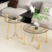 Light luxury tempered glass tea several modern tea room household small household tea table simple Nordic round tea table