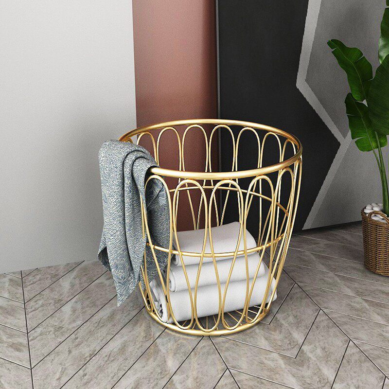 ins style simple dirty clothes basket wrought iron storage basket household dirty clothes storage basket bathroom laundry basket finishing basket