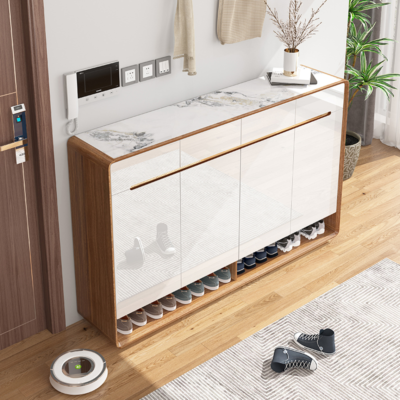 Nordic Storage Shoe Cabinet Home Doorstep Solid Wood Modern Minimalist Entrance Multilayer Baking Varnish Large Capacity Partition Hyun Guan Cabinet-Taobao
