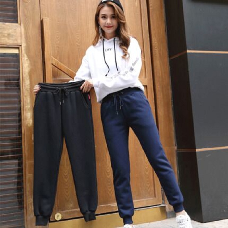 加绒加厚运动裤女2018秋冬新款保暖外穿羊羔