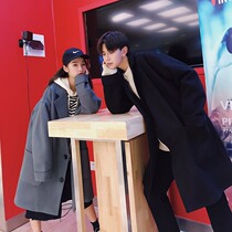 High-end Hong Kong style couple woolen coat mens autumn and winter Korean style trendy loose mid-length windbreaker feminine temperament coat