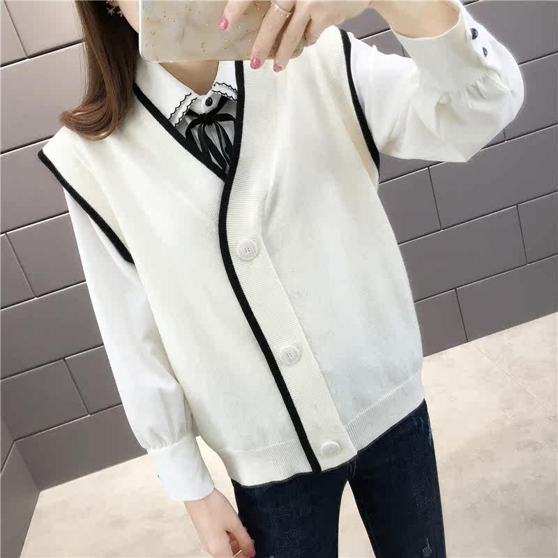 Women's knitted vest 2021 early Autumn New loose V neck wear pullover sleeveless sweater vest women