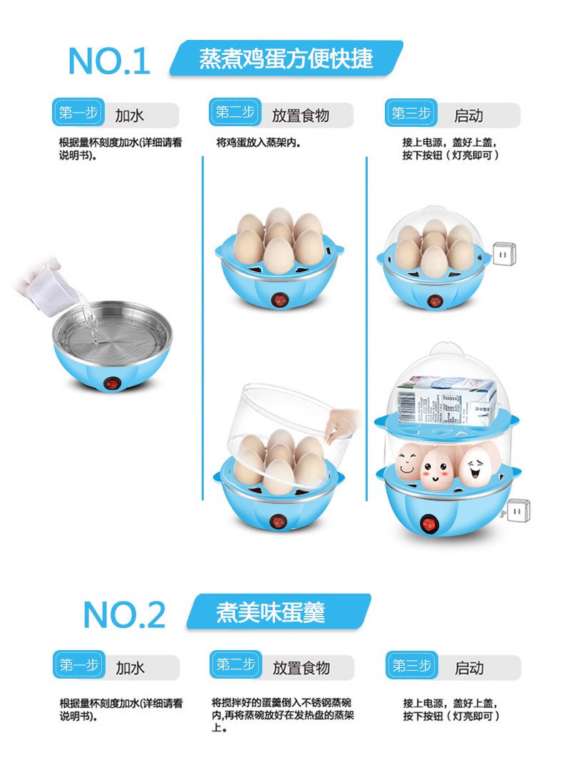 ca nấu mì đa năng happy call Trứng hấp thơm thơm hai lớp đa chức năng, nồi trứng tự động tắt nguồn bằng thép không gỉ nồi hấp mini hẹn giờ - Nồi trứng ca nấu mì daewoo