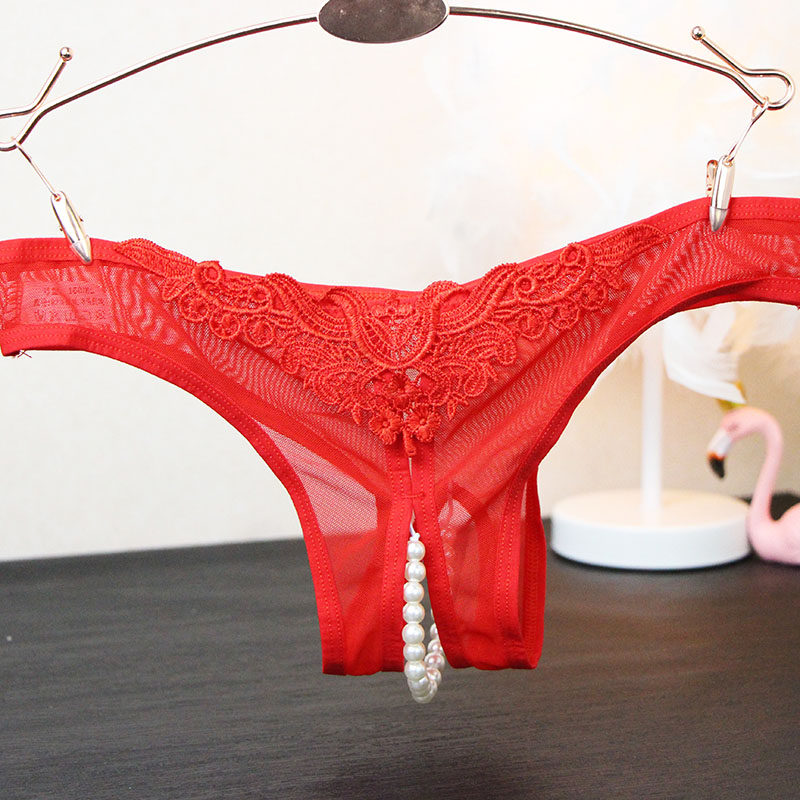 Underwear Men's Elephant Lace Briefs Lady Pearls Open Gear Panties Lingerie Underwear Couple Flirty Tpants