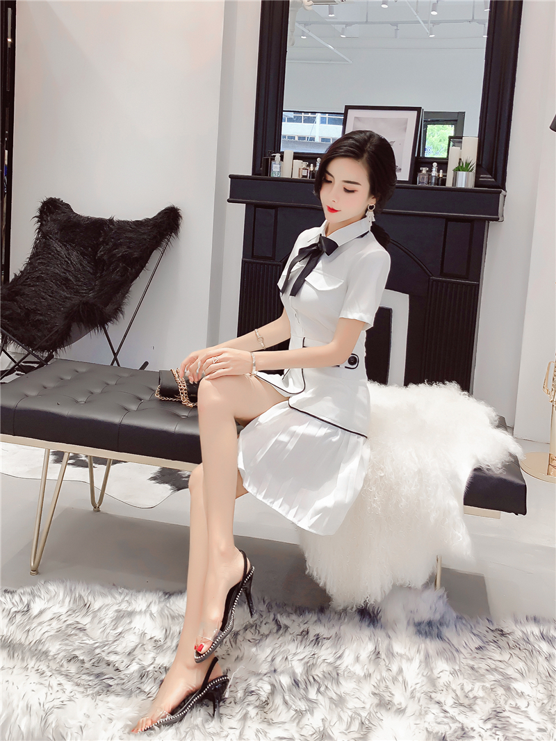 VK旗艦店 韓系Polo領單排扣不規則短袖洋裝